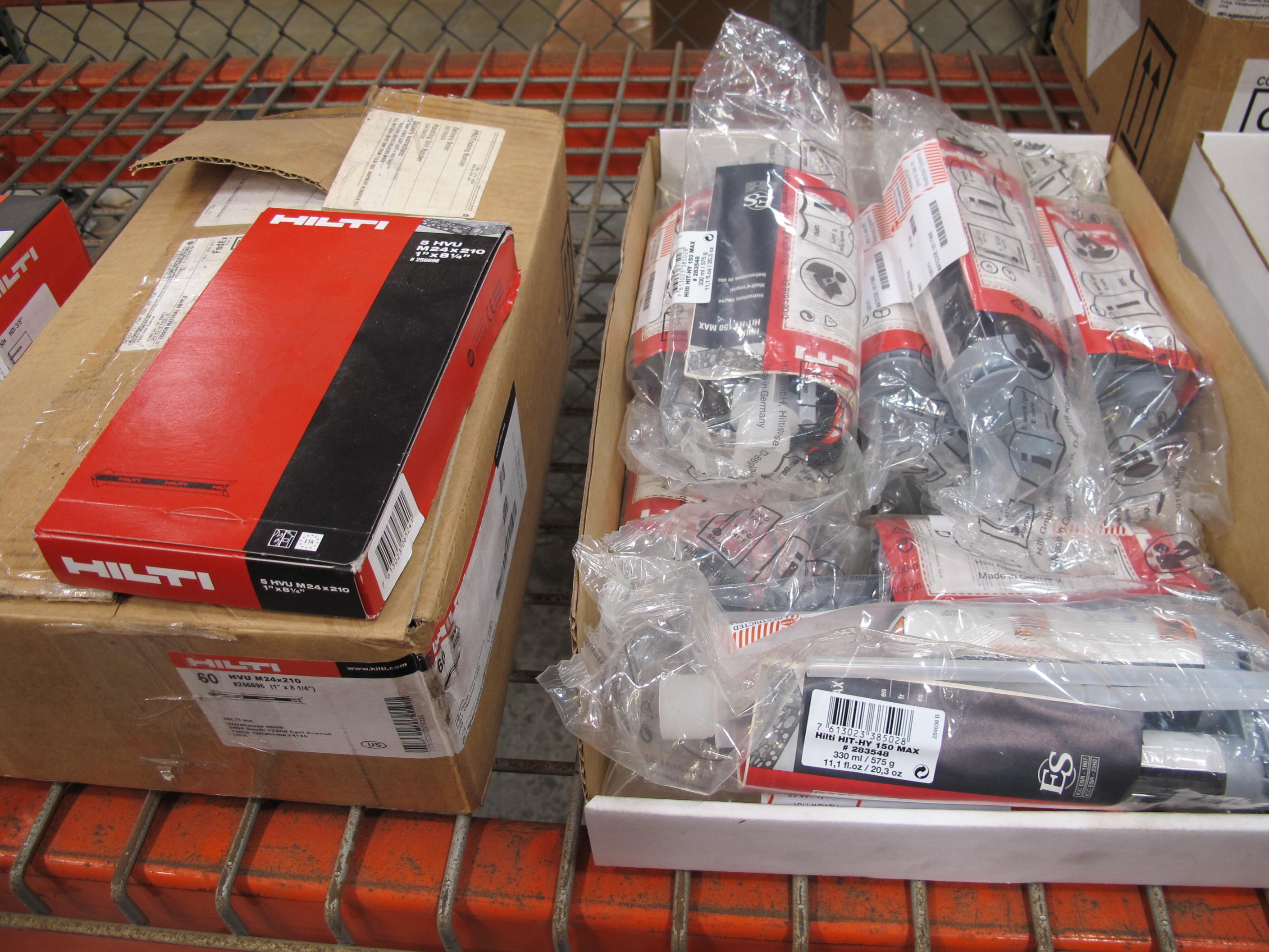 LOT TO INCLUDE: LARGE QUANTITY OF HILTI ANCHORS, EPOXY ADHESIVES, CONCRETE ADHESIVES, (5) HELICOIL MASTER THREAD REPAIR KITS. LOADING & HANDLING FEE $15-4211